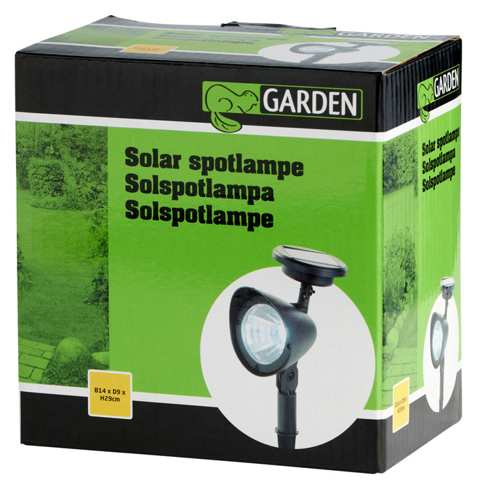 Solcellelampe Spotlight svart 19 cm - Garden®